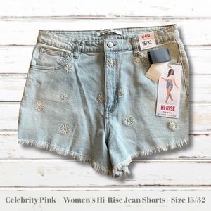 Celebrity Pink Womens Hi Rise The Doll Style Floral Women Denim Shorts New 15/32